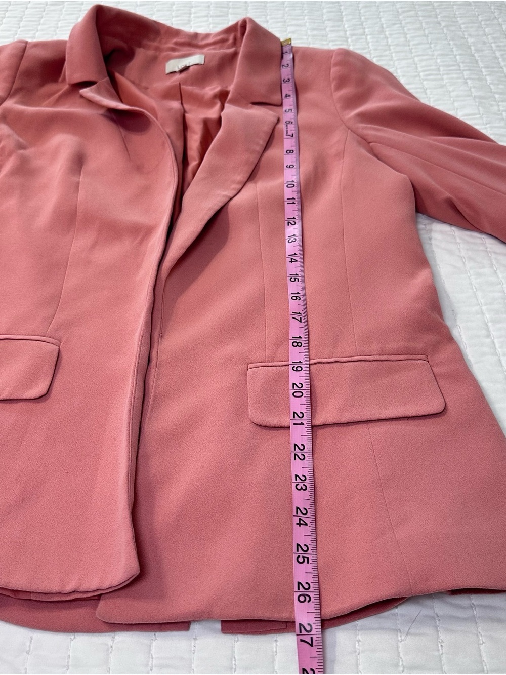 LOFT Pink Blush Open-Front Blazer Women’s 6 Bohemian 3/4 Sleeves Flap Pockets - Picture 4 of 14